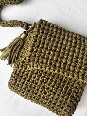 Handmade Olive Green Woven Crossbody Bag